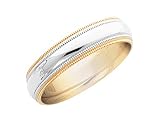 Ladies 5.5mm Milgrained Wedding Band in 14K Yellow and White Gold