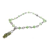 Anklet - A66 - Sized to Fit - Swarovski (tm) Crystal Beads ~ Peridot (Green) with Flip Flop Sandal Charm