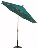 Outdoor Living : 11' Auto-tilt Umbrella Champagne Teal Sunbrella