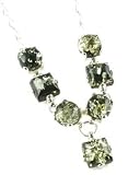 Round & Square Seven Stone Green Amber Necklace