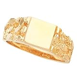 10K Yellow Gold Men's Signet Ring With Brush Finished Top
