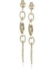 14k Italian Yellow Gold Polished ant Textured Dangle Earrings