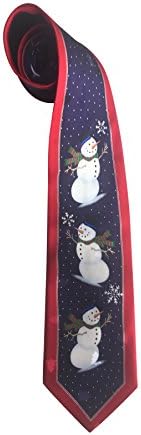 Christmas Tie 100% Silk Frosty The Snowman With Scarf Navy Blue Red 231