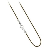 Sterling Silver 1mm Brown Leather Cord Chain Necklace 14