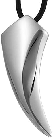 Mikiy Unisex Fashion Irregular Shape Titanium Steel Wolf Tooth Pendant Necklace(with Gift Box/Bag)(White)