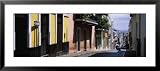 Car Moving on a Street, Calle Del Cristo, Old San Juan, Puerto Rico Photography Framed Art Poster Print by Panoramic Images, 43x19