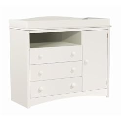 South Shore 2280331 Peak-a-Boo Collection Changing Table with Drawers, Pure White