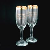 Review PSUK  / Pair Of Gold Rimmed Champagne Flutes. Can be personalised with up to 50 characters/letters