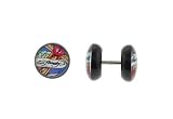 Genuine Ed Hardy Anodized Black Fake Plug - Heart Lock Logo -16g Wire - 10mm - Sold as a Pair