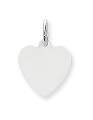 14k White Gold Plain .035 Gauge Engravable Heart Charm
