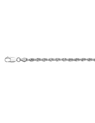 10K White Gold Hollow Rope Chain Necklace - Width 3mm - Length 20"