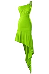 Summer One Shoulder Sleeveless High-Low-Hem Short Beaded Chiffon Mermaid Prom Dress 