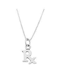 Sterling Silver One Sided Rx Symbol Necklace