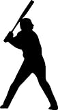 Sports Silhouette Wall Decals - Baseball Player Batting Stance Righty Silhouette - 12 inch Removable Graphic