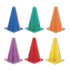 Champion Sports Indoor/Outdoor Flexible Cone Set, Vinyl, Assorted Colors, 6/Set
