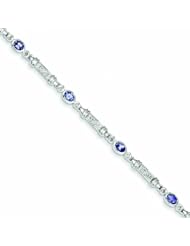 Genuine .925 Sterling Silver Tanzanite And Diamond Bracelet 5.1 Grams . 100% Satisfaction Guaranteed.