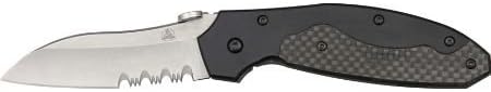 Nemesis Knives 15S Part Serrated Satin Finish Manx Linerlock Knife with Titanium Handles
