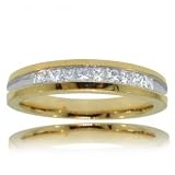 Yellow White Gold Wedding Band Ring Princess Diamonds