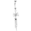 Handcrafted Flirtatious Bow Heart Drop Belly Ring