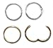 NICKEL FREE 12mm HINGED HOOP EARRINGS TOP QUALITY 2-PAIR SET, 1- GOLD OVER SILVER AND 1- STERLING SILVER