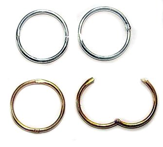 NICKEL FREE 12mm HINGED HOOP EARRINGS TOP QUALITY 2-PAIR SET, 1- GOLD OVER SILVER AND 1- STERLING SILVER