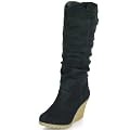 Damen elegante Langschaftstiefel mit Keilabsatz MQ1163