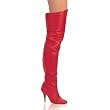 4 Inch Cute Pull On Thigh Boot With Elasticated Gusset Red Leather High Heel Boot