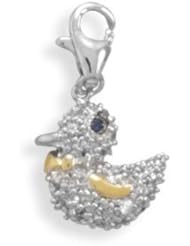 Rhodium Plated CZ Ducky Charm