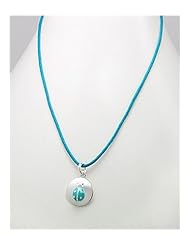 Light Sky Blue Ladybug Cotton Colored Enamel Necklace In 92.5 Sterling Silver