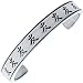 Chinese Friend Character Silver Tone Pewter Cuff Bracelet