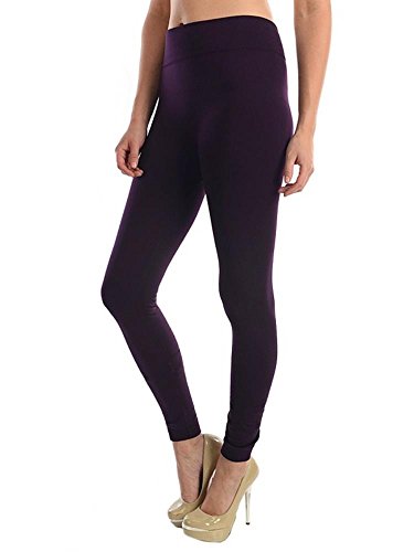 Mopas Women's Fleece Lined Solid Color Full Length Leggings