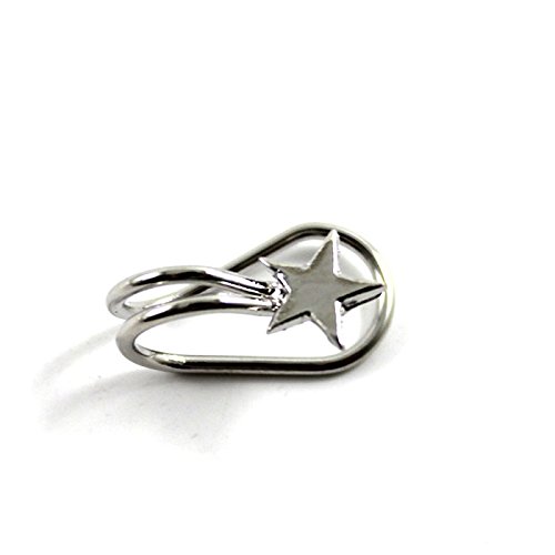 HuntGold 2X Women Star Pattern No Piercing Plating Ear Clip Earring Hoop Clip On Star Otica Ear Cuff(silver)