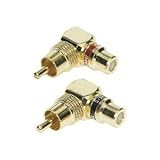 Raptor GRCARA RCA Male to Female Right Angle Connectors - Pair (Gold)