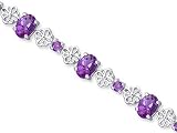 Intricate Design 7.75 carats total weight Oval & Round Cut Amethyst Gemstone Bracelet in Sterling Silver
