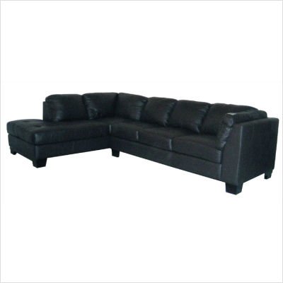 Woodbridge Home Designs 9958BK-4 9958 Series All Leather Sofa in Black