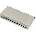 Patchpanel Cat6 12-fach LSA - zum Anschluss von Netzwerk Verlegekabel - RAL 7035 hellgrau - Patchfeld vollgeschirmt f�r Wandmontage und Standmontage geeignet - Patch Panel mit 12x RJ45 Buchse