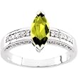 14K White Gold Peridot and Diamond Ring