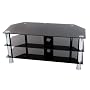 Levv - Glass Stand For Plasma & LCD TV Up To 46" Or 50kg - Black Glass With Chrome Legs