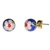 Gold Filled Sterling Silver Dark Blue Cloisonne 8mm Stud Earrings
