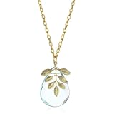 Privileged NYC Aqua Quartz Leaf Charm Gold pla
