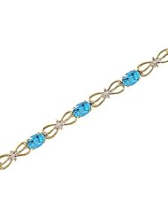 14kt Yellow Gold Oval Blue Topaz and Diamond Bracelet