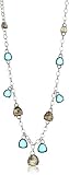 Anne Klein Evylyn Silver-Tone Teal and Abalone Chain Necklace, 36