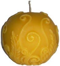 100% Organic and All Natural Raw Beeswax Candle. Naturally Scented by Organic Honey. 3.5 x 3.5 inch Fern Leaf Round Pillar, 44hr burn time.