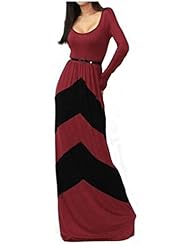 Chevron Print Zig Zag Empire   Waistline Long Sleeves Rayon/Spandex Maxi Dress 