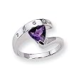 Amethyst and Diamond Sterling Silver Ring (Sizes 6-8)