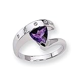 Amethyst and Diamond Sterling Silver Ring (Sizes 6-8)