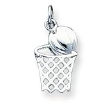 Sterling Silver Basketball in Hoop Charm with 20 inch Sterling Silver Chain