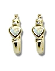 .02 ct 5mm Heart Opal Hoop Earring