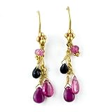 Laura Gibson Ruby, Pink and Black Tourmaline Earrings