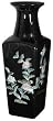Unique Gift Suggestions for Her - 13" Ming Square Black Lacquered Porcelain Decorative Flower Vase